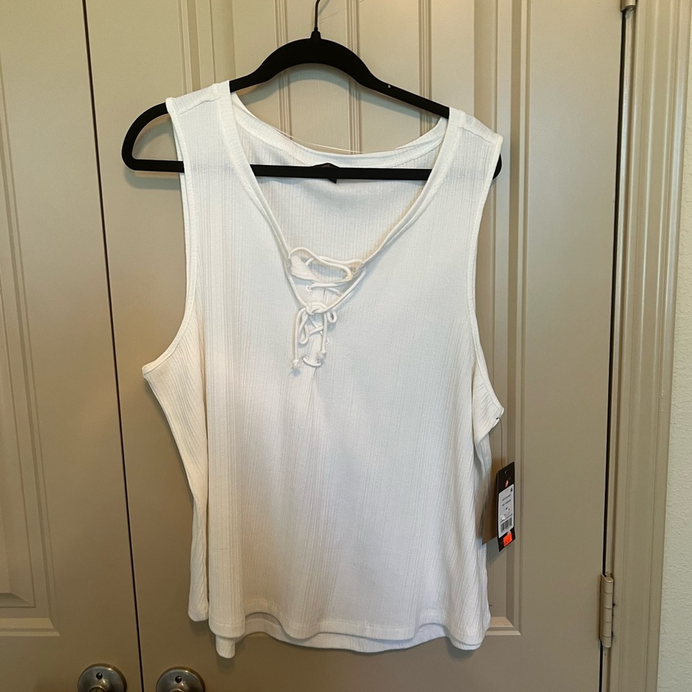 Frye White Tie Front Sleeveless Tank Top